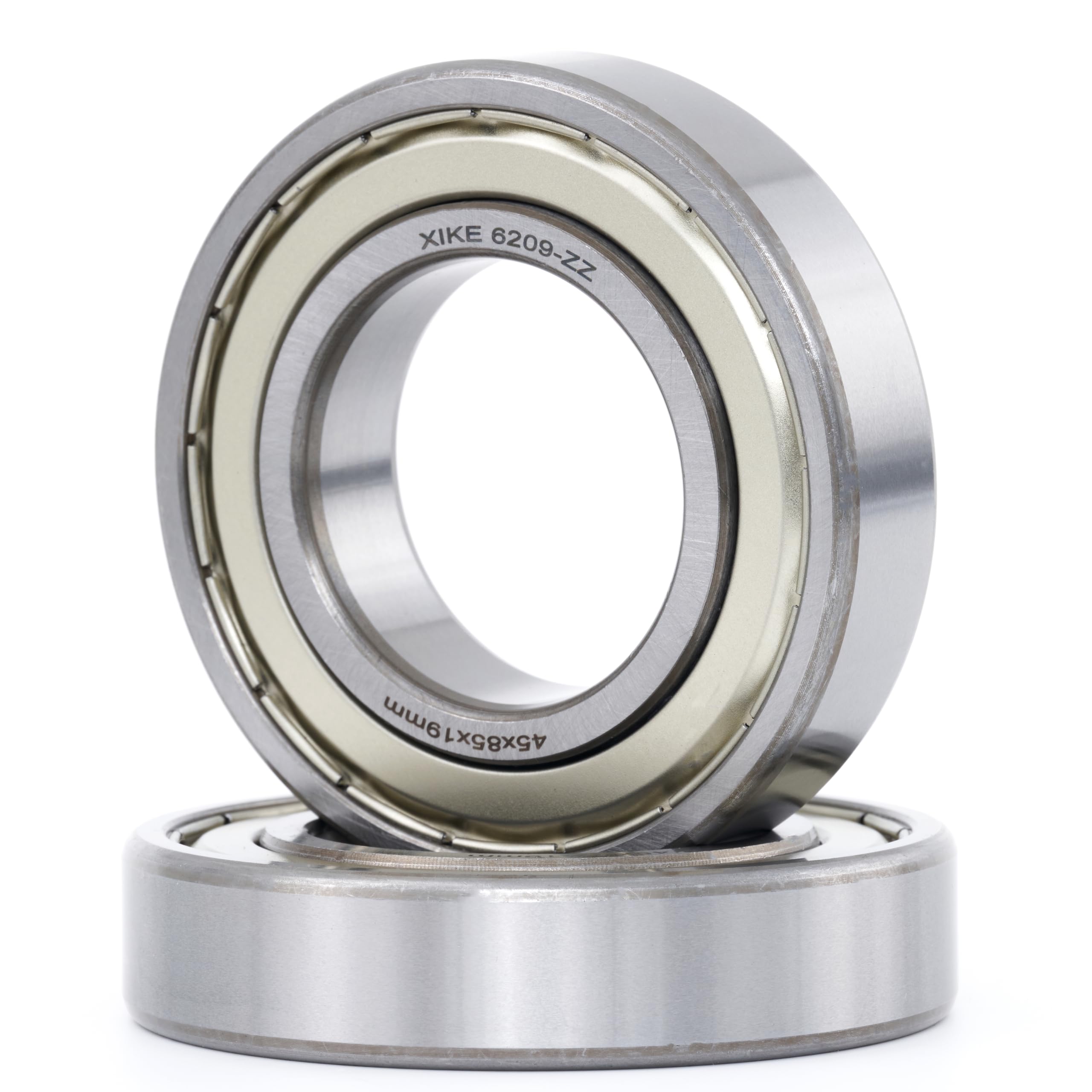 XiKe 2 unid. 6209ZZ Rodamiento de bolas 45x85x19mm Doble junta metálic｜Acero cromado｜Pre-lubricado, 6209-2Z Rodamientos rígidos de bolas con Doble junta metálica.