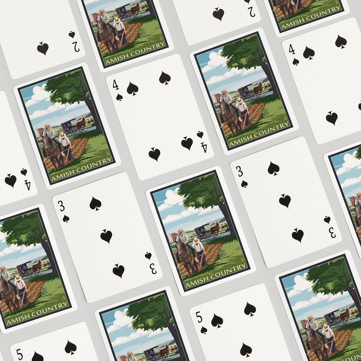 Lantern Press Amish Country, Field Scene, 52 Playing Cards for Adults, Poker Size Card Deck