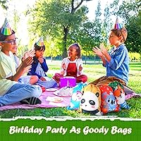 Vista 7 de Shappy Paquete de 12 bolsas de recuerdos de fiesta de animales de dibujos animados, bolsa de regalo de animales de safari, mochila con cordón