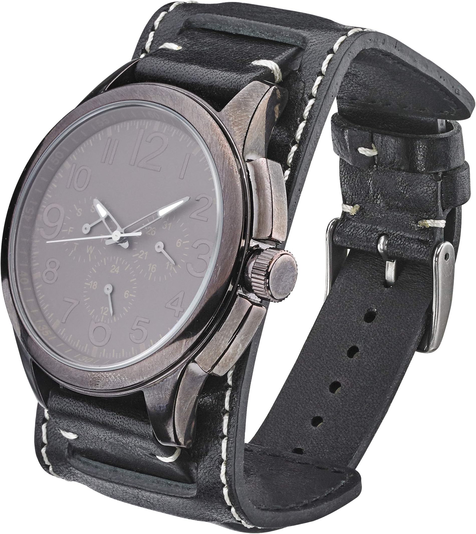 ALPINE Genuine Vintage Leather Cuff Watch Band - Full Grain Leather Watch Strap - Replacement Watch Strap for Women & Men - Compatible with Regular & Smart Watch Bands