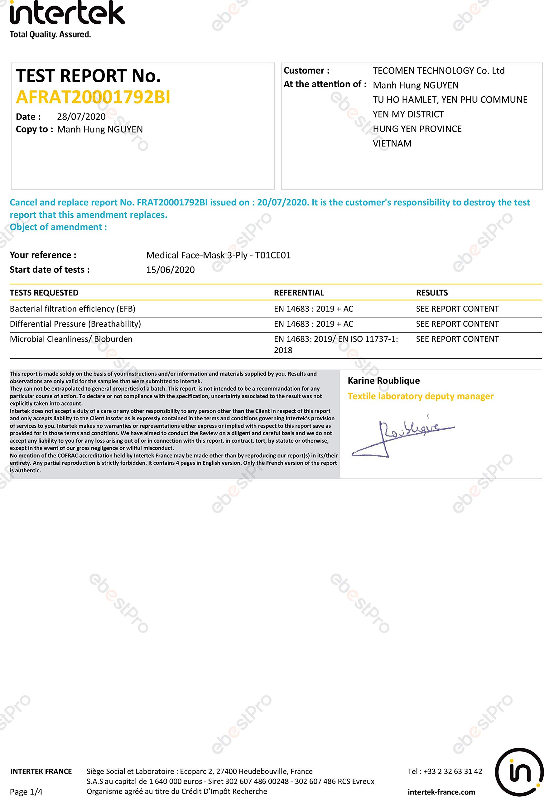 Mascherine Chirurgiche TIPO I MEDICO 3 STRATI BFE ≥95% CE EN 14683 2019 pacco 50