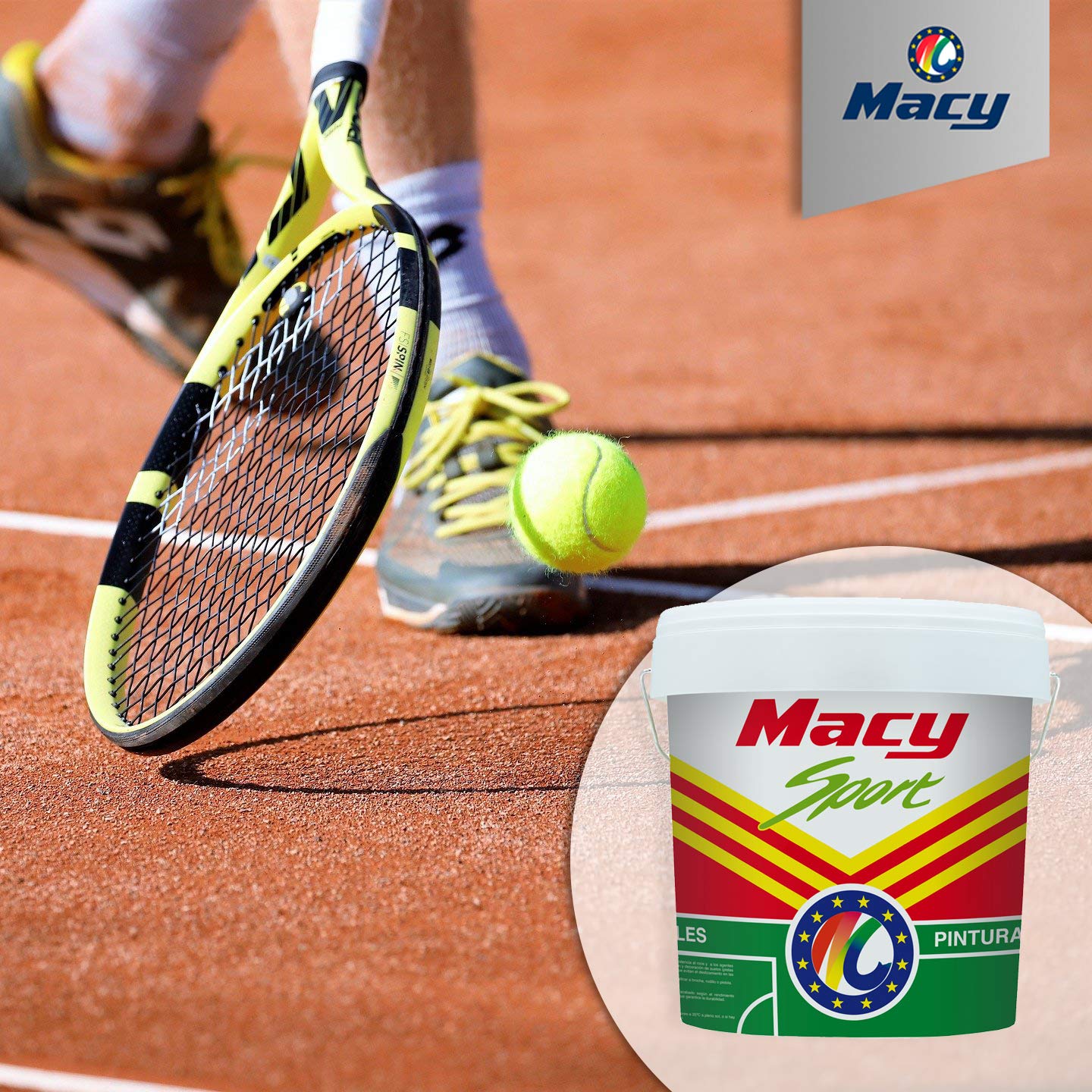 Macy Pintura Deportiva Sport para Exterior Liso con Aditivos Antideslizantes. 4 Litros. Color Verde Frontón