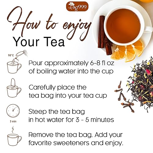 Miniatura 9 de 60 bolsas de té de canela especiales calientes mezcla especial de canela, té negro, cáscara de naranja y clavo, ingredientes 100% naturales, mezcla