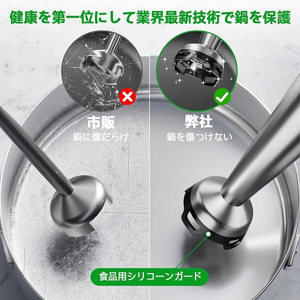 【無段階変速•鍋キズ防止】ハンドブレンダー 1100W 離乳食 ブレンダー 1台6役 強力 電動 ミキサー 氷・肉・果物・野菜 泡立て器 ジューサー フードプロセッサー ハンドミキサー お祝い お手入れ簡単 調理器具 - 5