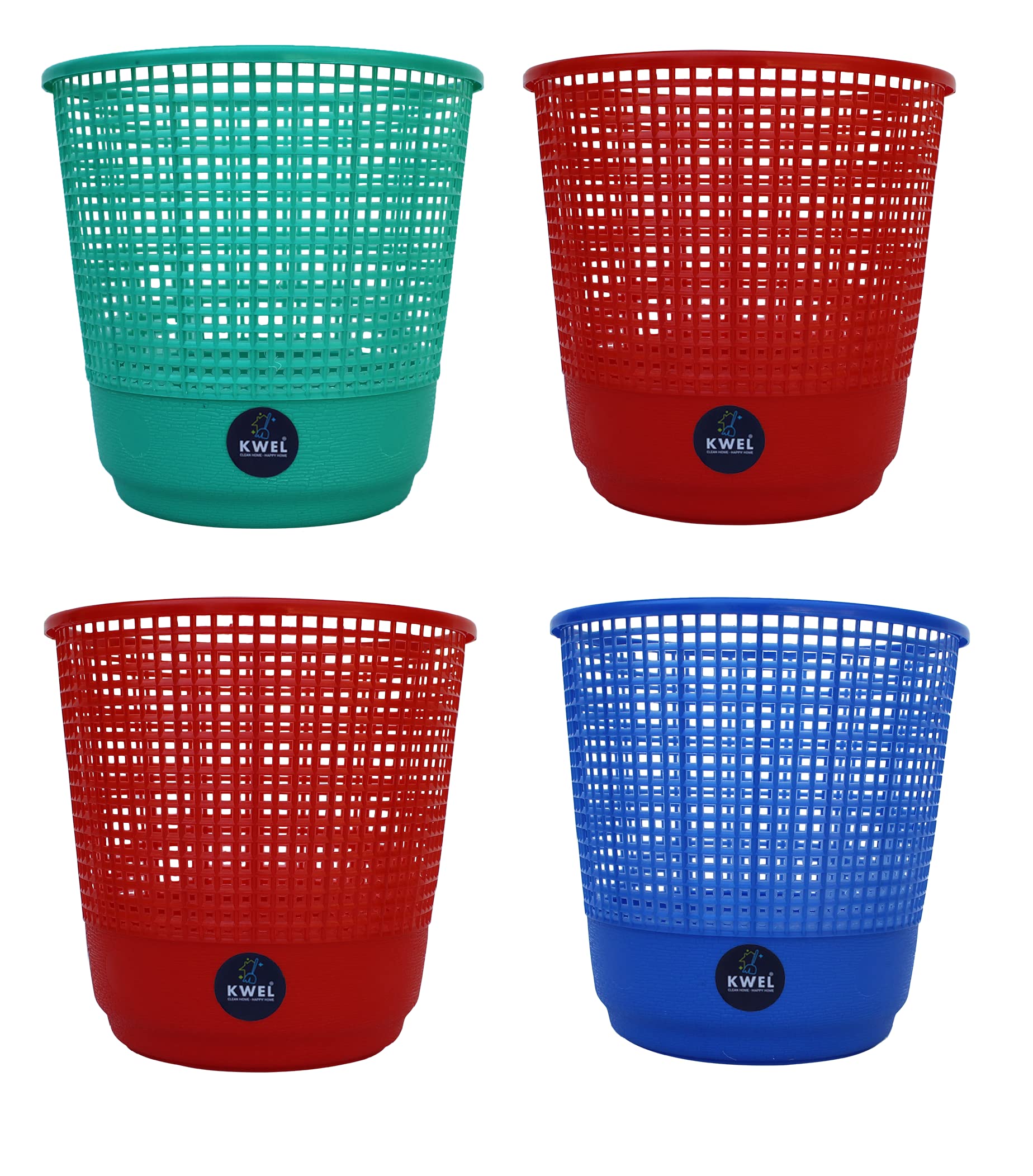 KWEL Mesh Dustbin Garbage Bin Open Dustbin, Trash Bin for Office use, School, Bedroom, Kids Room, Home, Multi Purpose - Multicolor (Pack of 4)-image-48