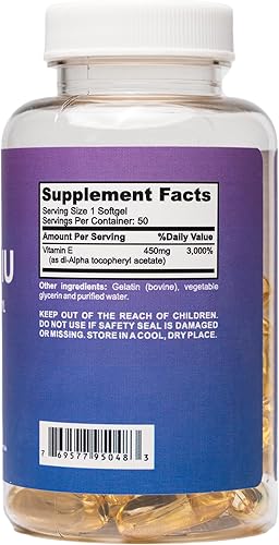 Miniatura 2 de Nutradora Cápsulas blandas de vitamina E de 1000 UI  Suplementos de vitamina E, vitamina E antioxidante para la piel, el cabello, la salud