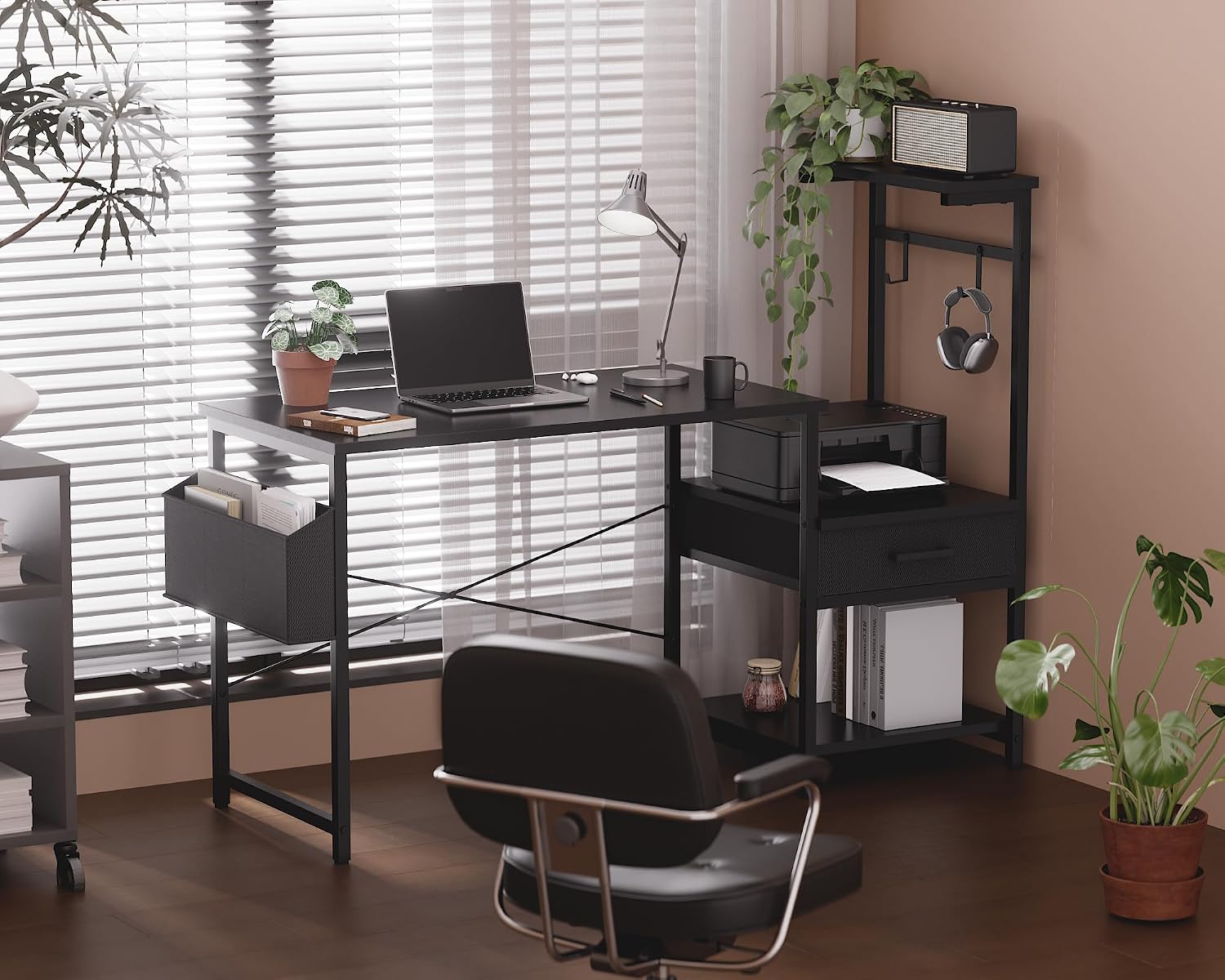 Pamray 50 Inch Small Gaming Computer Desk with Drawers and Shelves