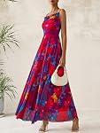 BTFBM Femmes Été Floral Maxi Robes Élégante Spaghetti Robe de soirée imprimée Robes longues de plage