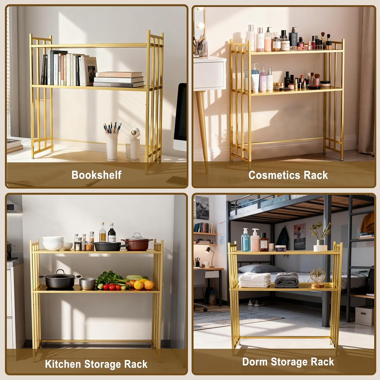 29.5" Desk Shelf, 2-Tier Desktop Hutch Bookshelf, Metal Display Rack Countertop Storage Organizer Shelf for Home Office