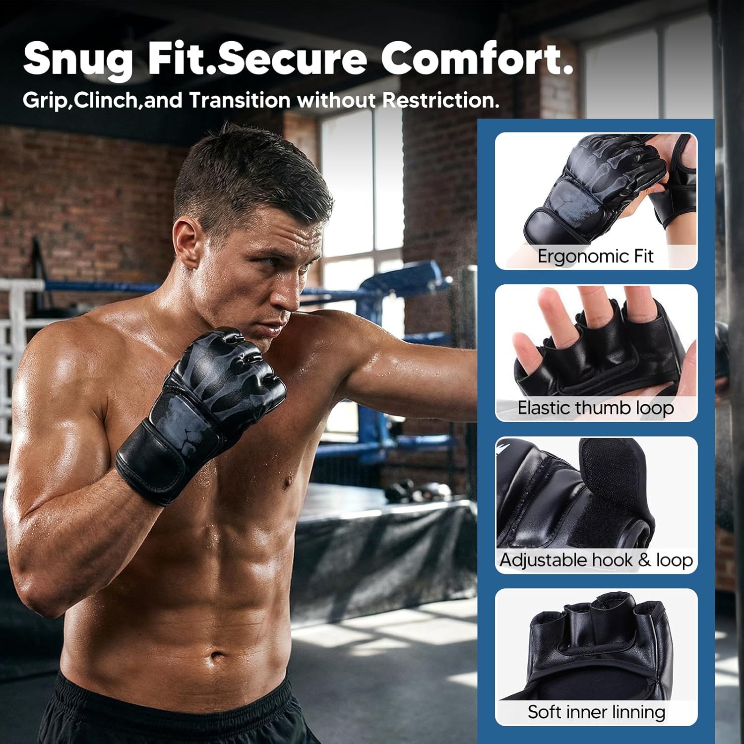 Generic 2 Pairs MMA Gloves Martial Arts Bag Gloves Boxing Fight Gloves Kickboxing Gloves for Sparring