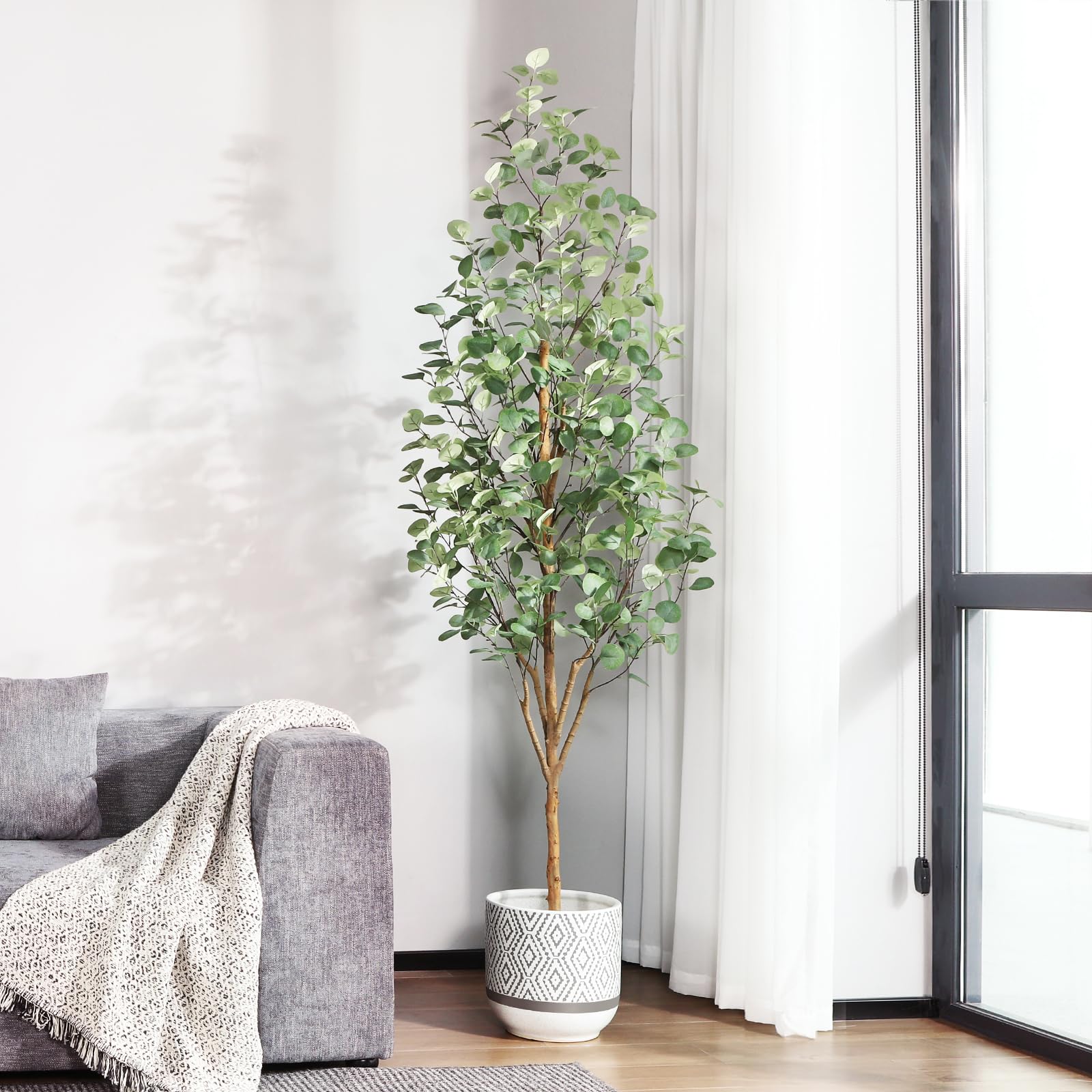Piante Finte da Interno Albero di Eucalipto Artificiale, Foglie di