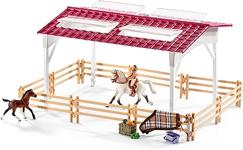 Miniatura 17 de Schleich Horse Club - Juego de 97 piezas de juguete de caballo central con jinete, 2 caballos, granero y granja, accesorios para niñas y niños