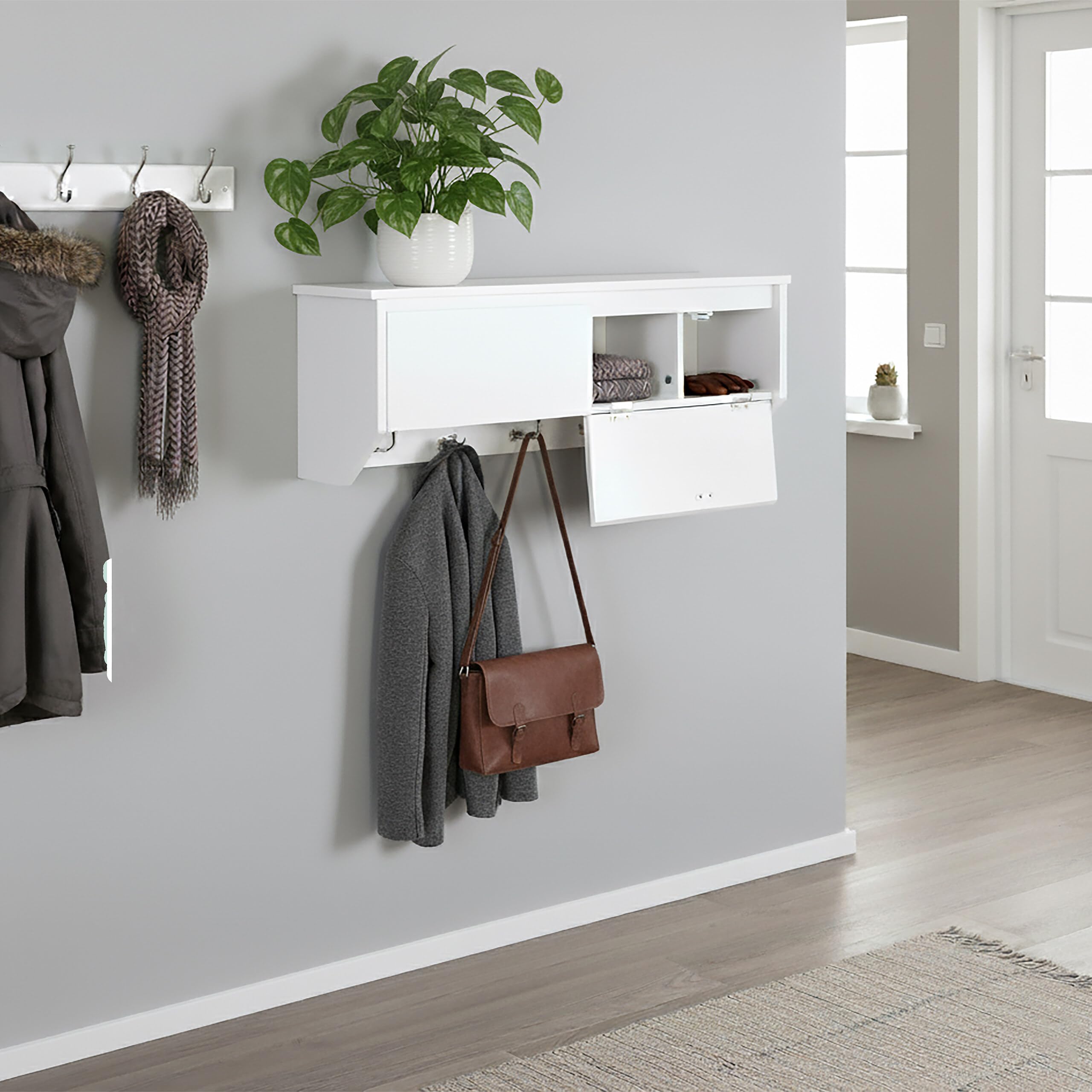 Relaxdays Appendiabiti da Parete, 5 Ganci, LxAxP: 30x78x20 cm, Moderno, scaffale per Ingresso