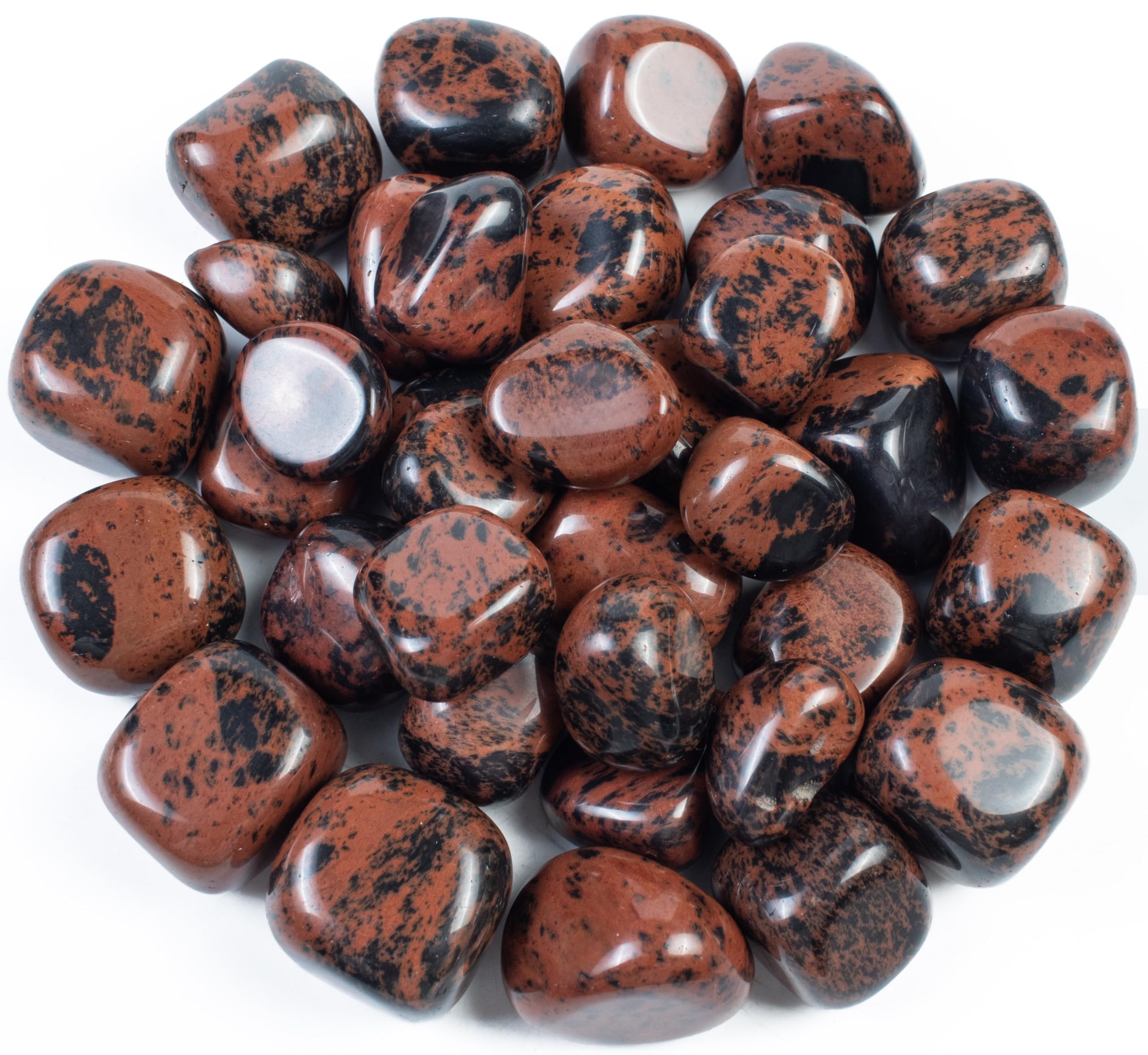 Crocon Juego de piedras caídas de obsidiana de caoba de 1 libra y juego natural a granel para curación de reiki, regalo de equilibrio de chakras, regalo de cumpleaños para mujeres, tamaño: 20-25 mm