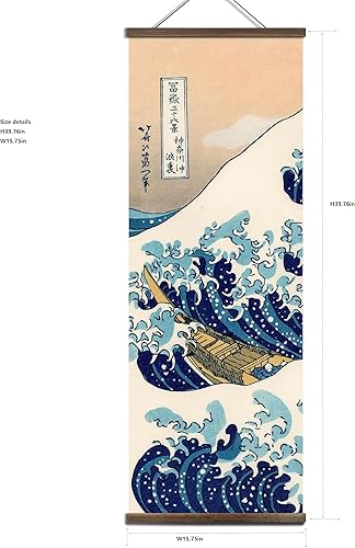 Miniatura 4 de jszip Rollo retro japonés de onda Ukiyo-e, pintura colgante de madera, 39.76 x 15.75 pulgadas