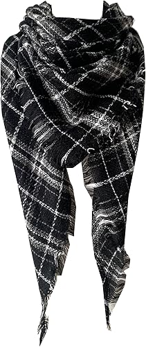 Miniatura 5 de Wander Agio - Bufanda envolvente con diseño a cuadros o triangular para mujer cálida y larga de punto tacto de cachemira