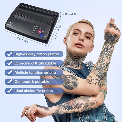 Miniatura 3 de Life Basis - Máquina de transferencia de plantillas de tatuaje kit de copiadora impresora térmica para hombres y mujeres con 10 piezas de papel de