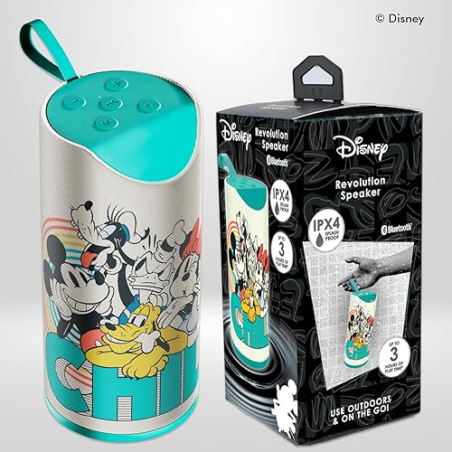 Miniatura 7 de iJoy Mickey and Friends - Altavoz Bluetooth portátil, inalámbrico con 3 horas de reproducción, ranura SD, radio FM, impermeable, regalos para