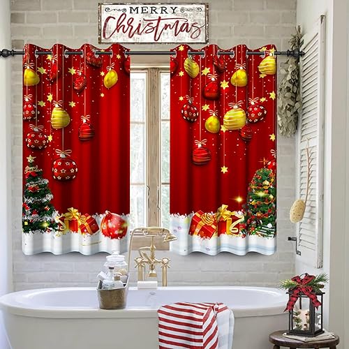 Miniatura 40 de Baocicco Cortinas opacas de Navidad para dormitorio, sala de estar, árbol de Navidad, chimenea, cortinas de ventana con ojales, cortinas familiares