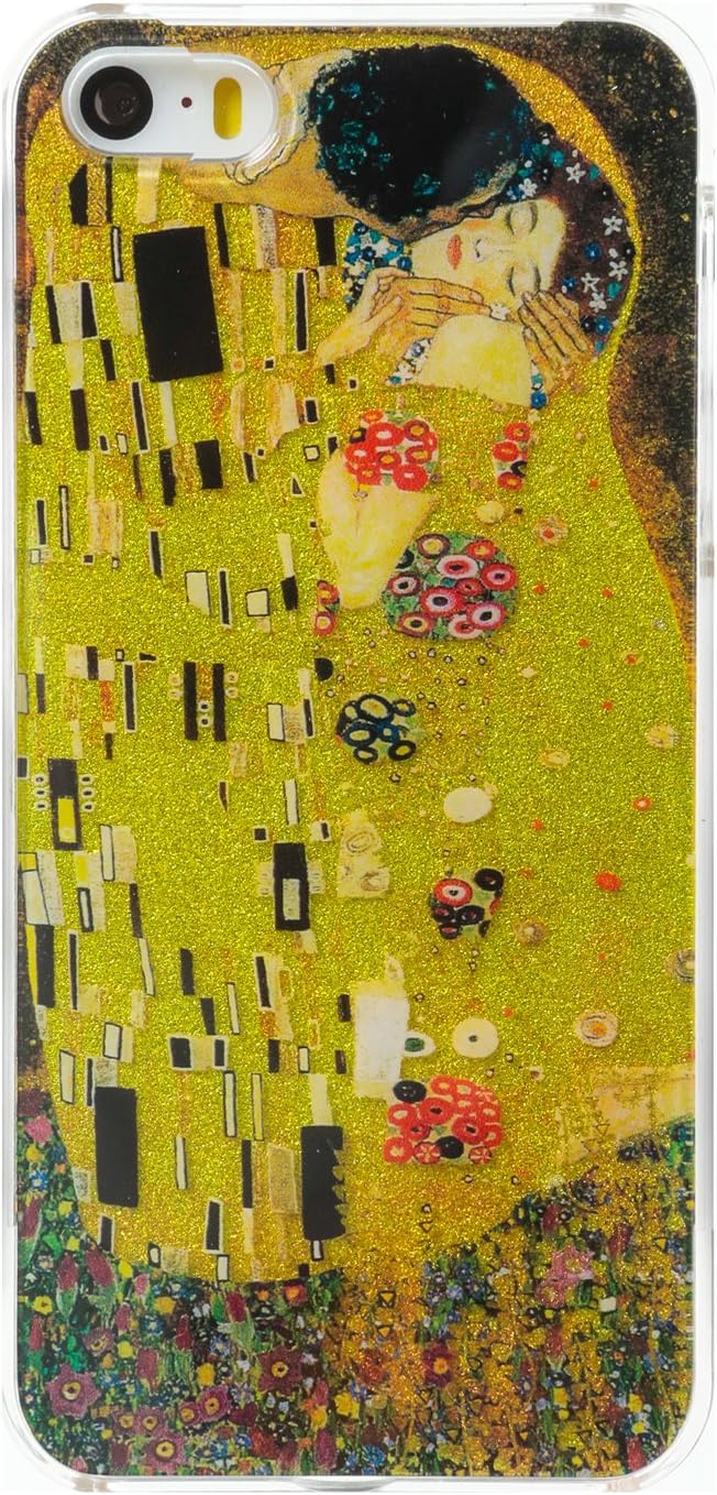 Gold Tone Glitter Printed the Kiss Painting By Gustav Klimt Hard Plastic Phone Case for iPhone SE / iPhone 5 / iPhone 5s Case