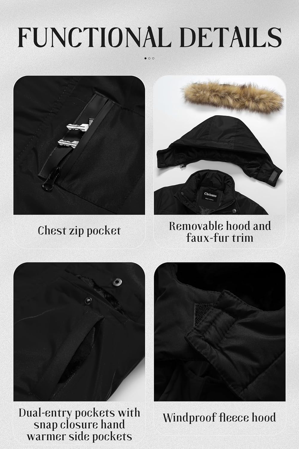 Chrisuno Boy's Med-length Parka Winter Coat Waterproof Outwear Ski Snow Jackets Thick Padded Insulated Windbreaker - Image 6