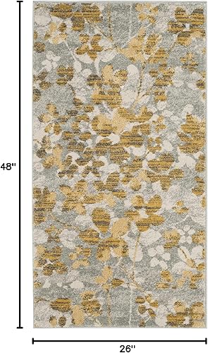 Miniatura 2 de SAFAVIEH Evoke Collection EVK236P - Alfombra decorativa floral que no desprende pelusa, 2 pies 2 pulgadas x 4 pies, gris  dorado