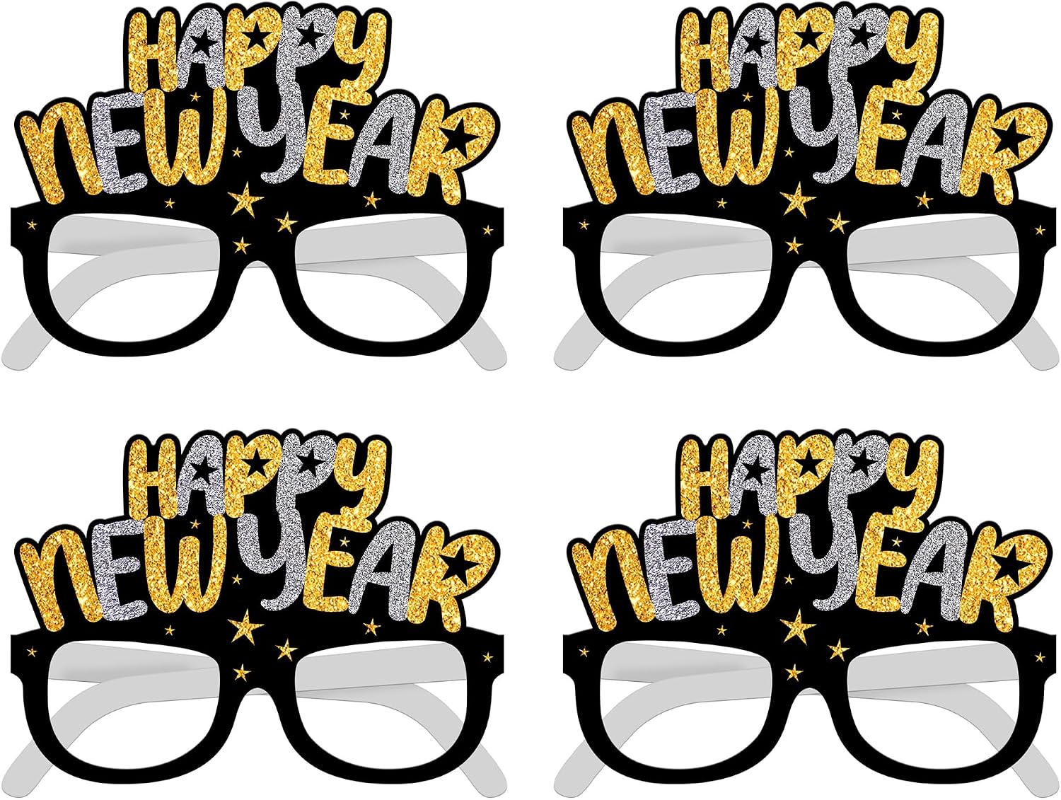 KatchOn, 2026 Glasses New Years - Pack of 4 | Happy New Year Glasses, New Years Eve Party Supplies 2026 | New Years Photo Booth Props, New Years Decorations 2026 | NYE Party Favors, NYE Decorations