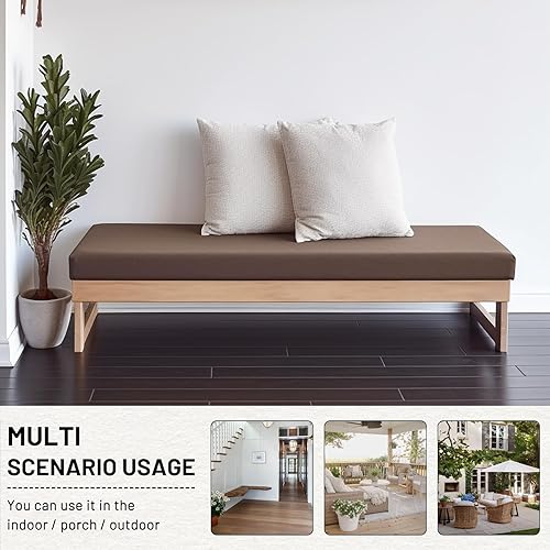 Miniatura 7 de Lokex Cojín de banco, tamaño personalizado 90 + color, impermeable, doble ribete, cojines de banco para muebles de exterior, cojines antideslizantes