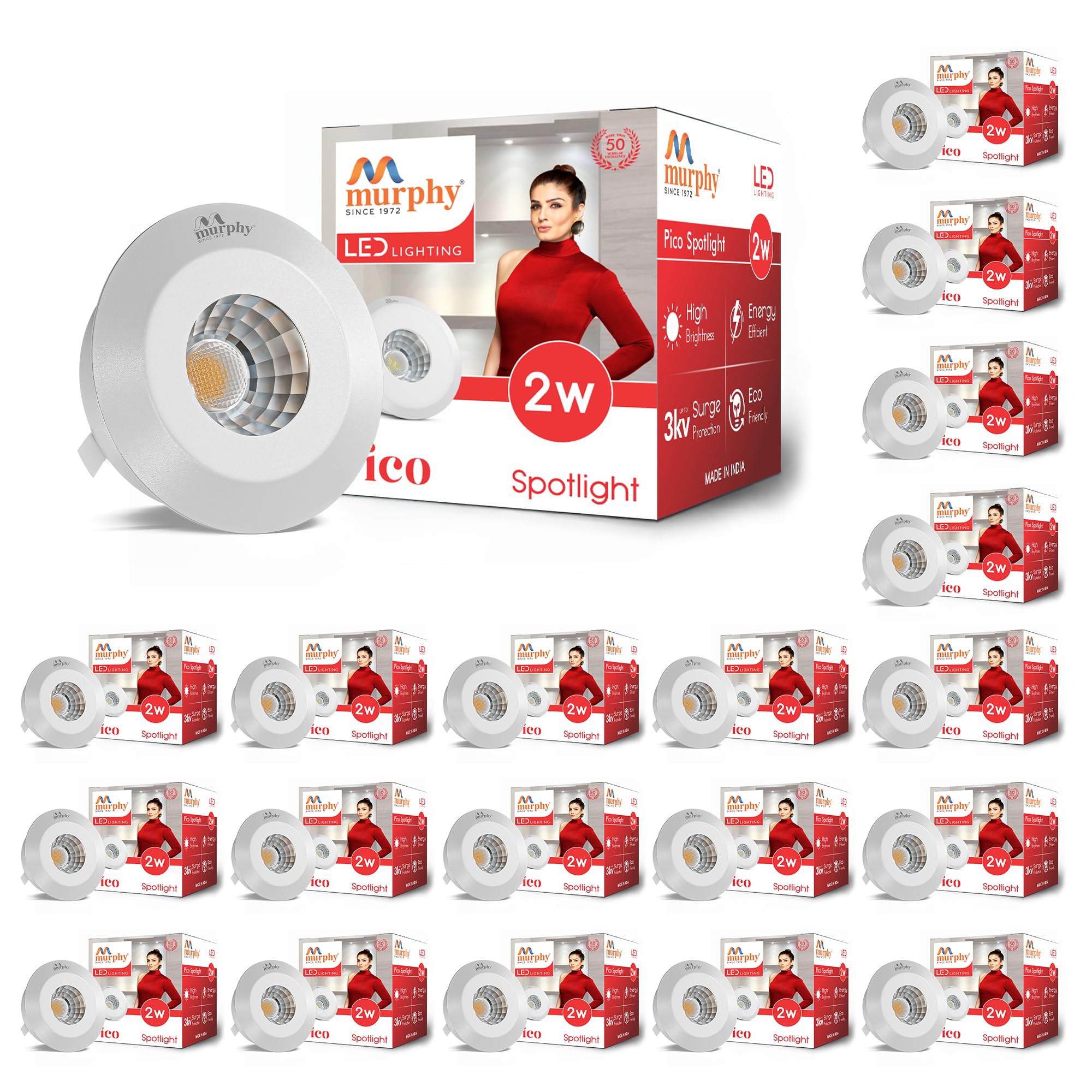 Murphy LED Spotlights - Warm White, Pack of 2 -22