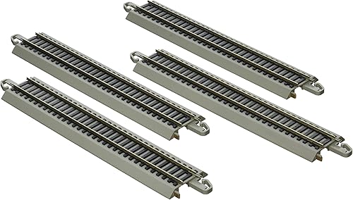 Bachmann Trains E-Z TRACK REVERSING 9" RECTO (4/tarjeta) - Riel de plata de níquel con plataforma gris - Escala HO