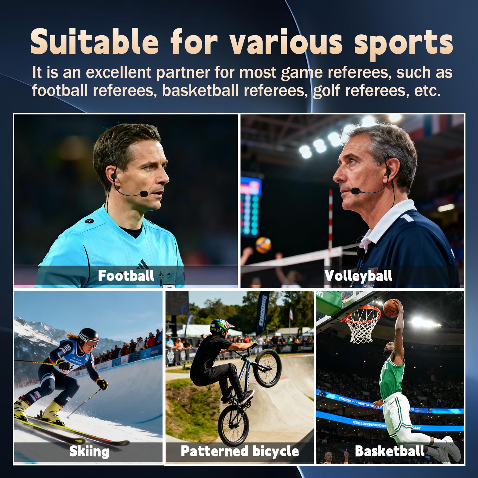 WODASEN Confezione da 3 cuffie per arbitro di calcio da 3,5 mm, a forma di G, adatte per citofono bidirezionale, radio, auricolari di comunicazione con microfono ad asta, suono chiaro (confezione da