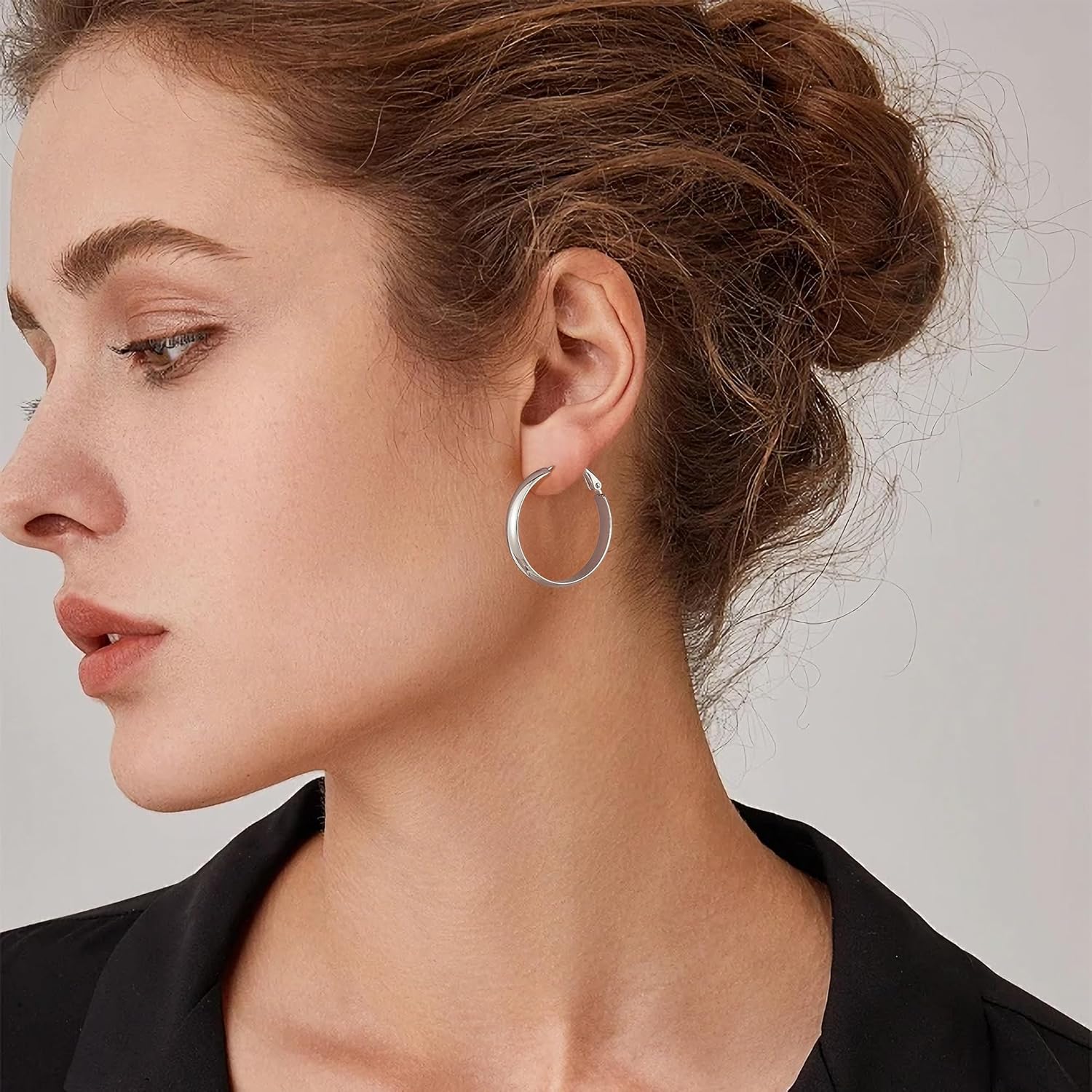 Gacimy 14K Gold Plated Hoop Earrings for Women, 14k Real Gold Plated with 925 Sterling Silver Post, Hypoallergenic Lightweight Thick Hoops Earrings for Women Trendy - Image 5