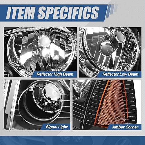 Miniatura 3 de Faros HL-OH-CHA05-4P-VR, carcasa negra reflector ámbar