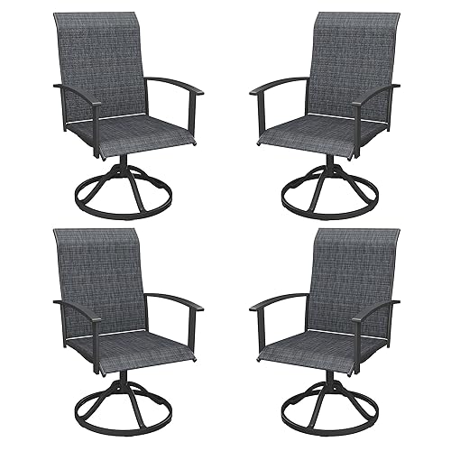 Outdoor Swivel Chairs Set of 4, All Weather Metal Patio