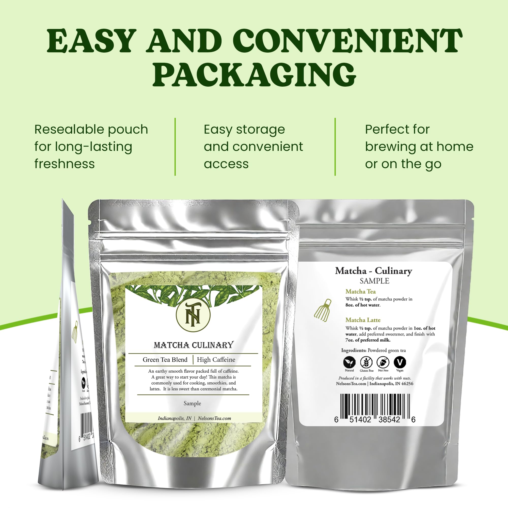 Nelsons Tea Organic Matcha Powder Premium Culinary Grade Green Tea for Lattes Smoothies Cooking Versatile Ideal for Healthy — view 5