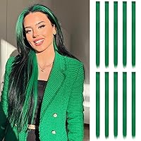 Vista 50 de FESHFEN Extensiones de Cabello con Clip de Colores - 10 PIEZAS Mechón de Cabello con Reflejos Azul Oscuro Extensiones Sintéticas Lisas con Clip