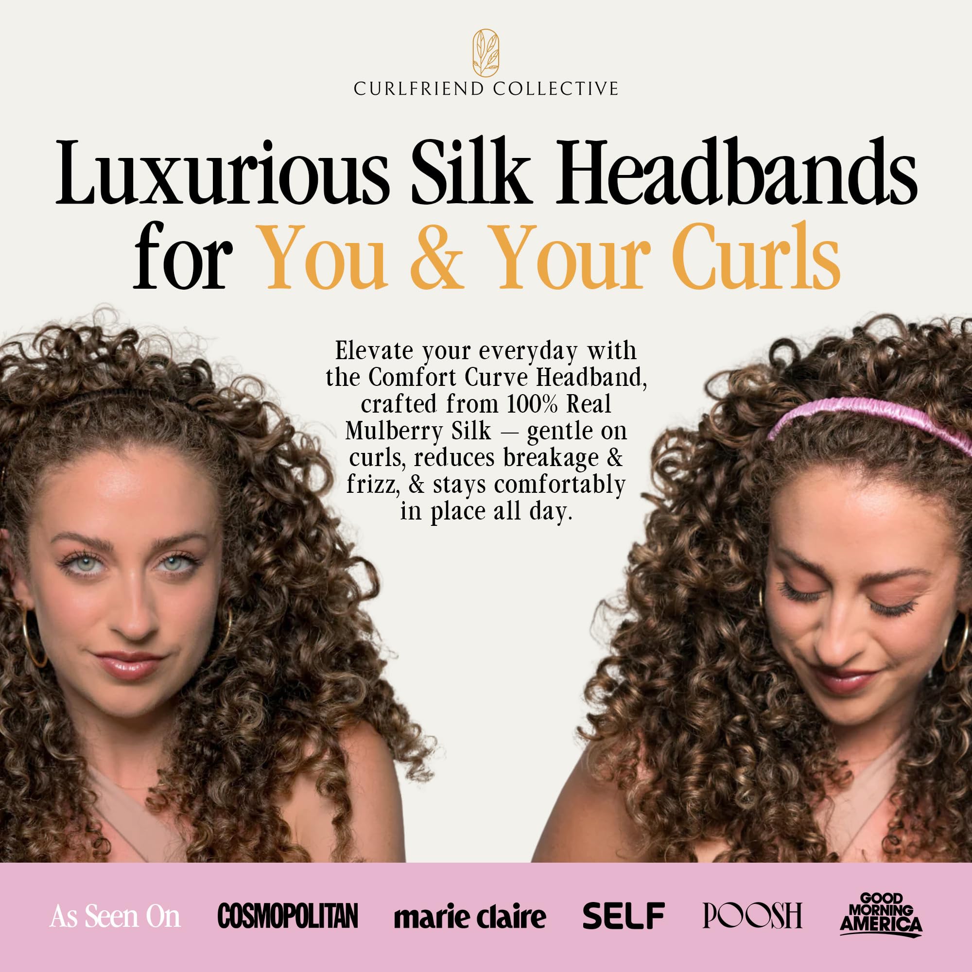 Luxury 100% Mulberry Silk No-Slip Headband for Curly Hair 100% Pure Mulberry Silk Headband | Handmade by Nochka Your  main image 3