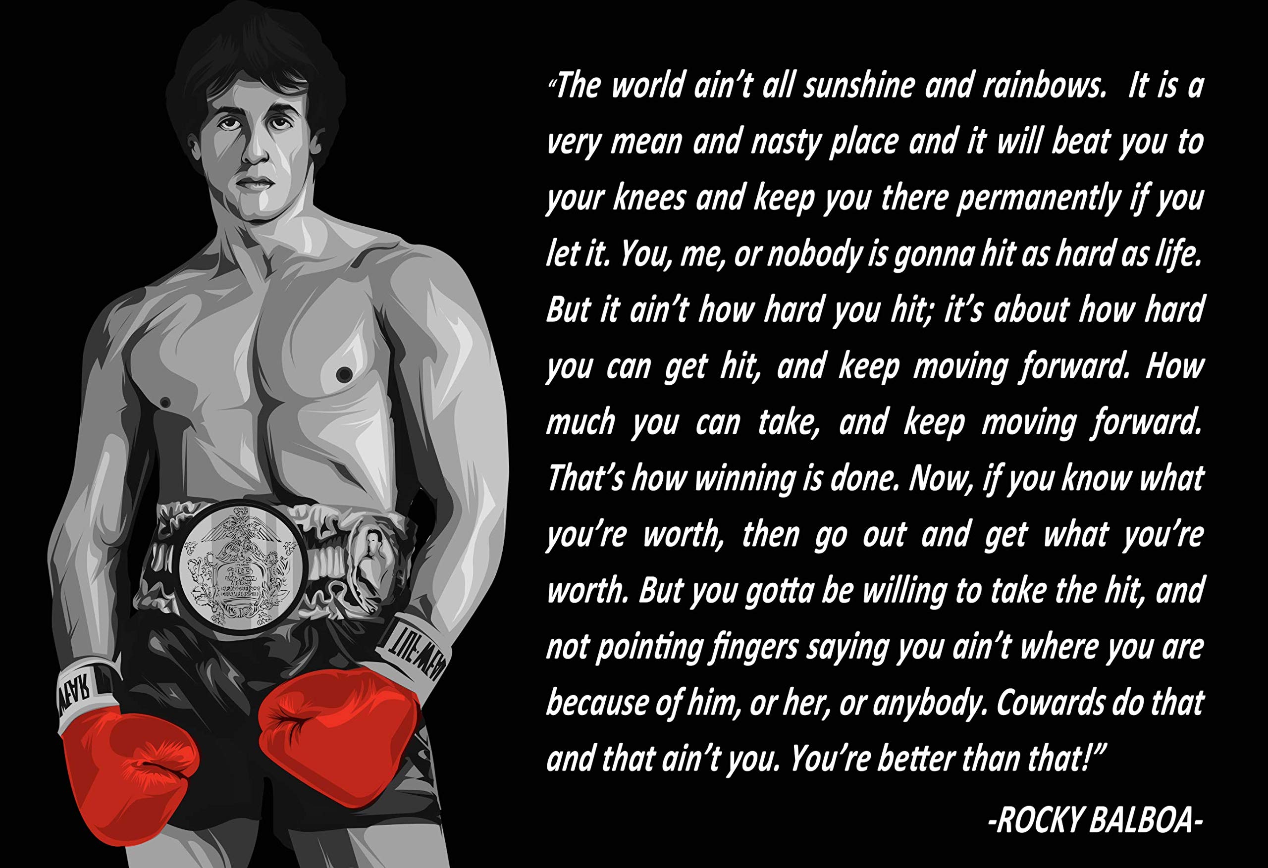 Rocky Poster 11" x 17" Rocky Balboa Poster Rocky Balboa Wall Art Inspirational Wall Art Motivational Poster