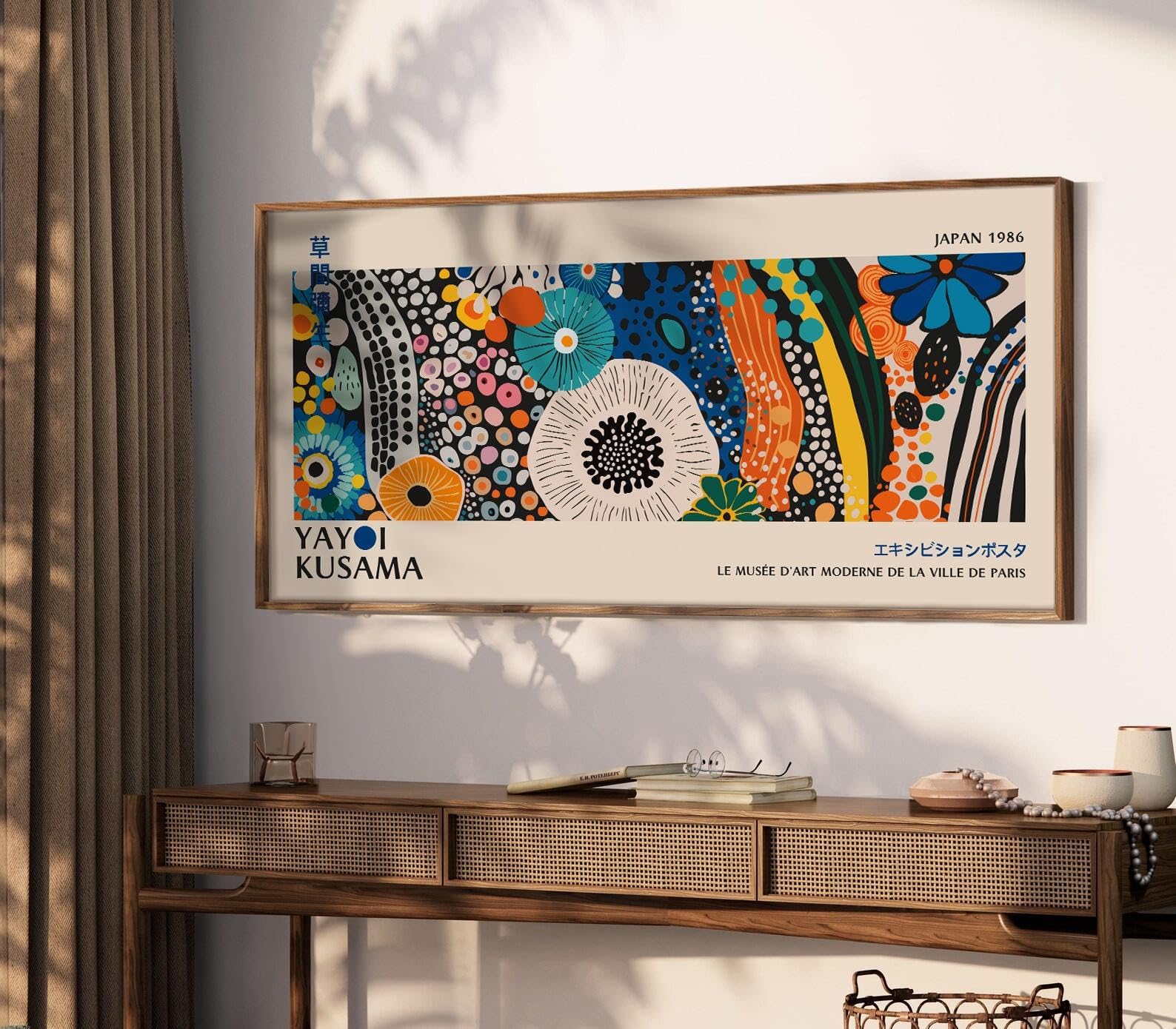 LMYCHENG Yayoi Kusama Posters Print: Mid Century Modern Art Painting, Minimalist Wall Art Pictures for Living Room Decor(55x110cm/Frameless)
