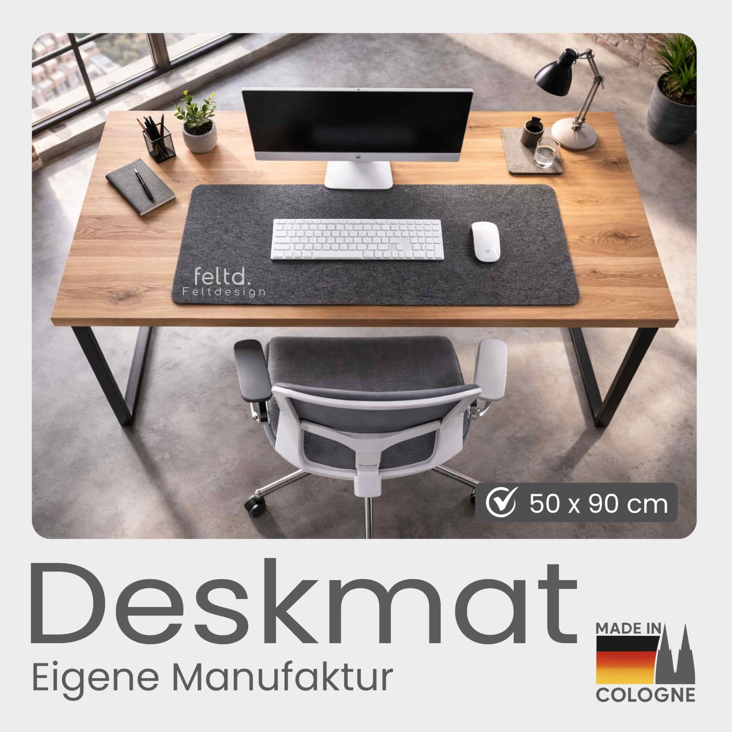 rPET-Filz-Schreibtischunterlage 50 × 90 cm, Shadow | für Schreibtisch und Homeoffice; inkl. Antirutschunterlage