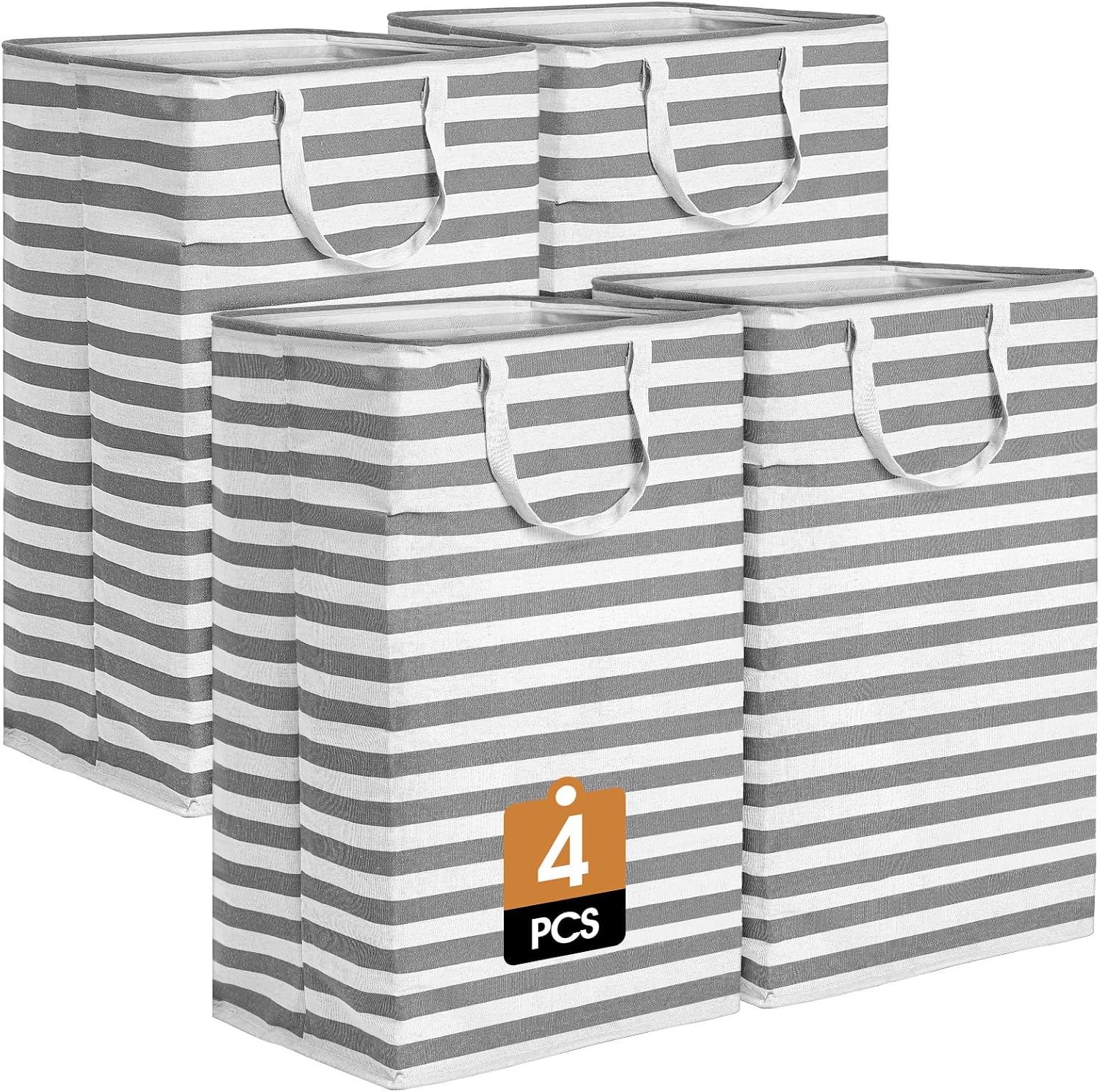 Laundry Basket 75L Foldable 4-Pack Cotton Linen Storage Hamper