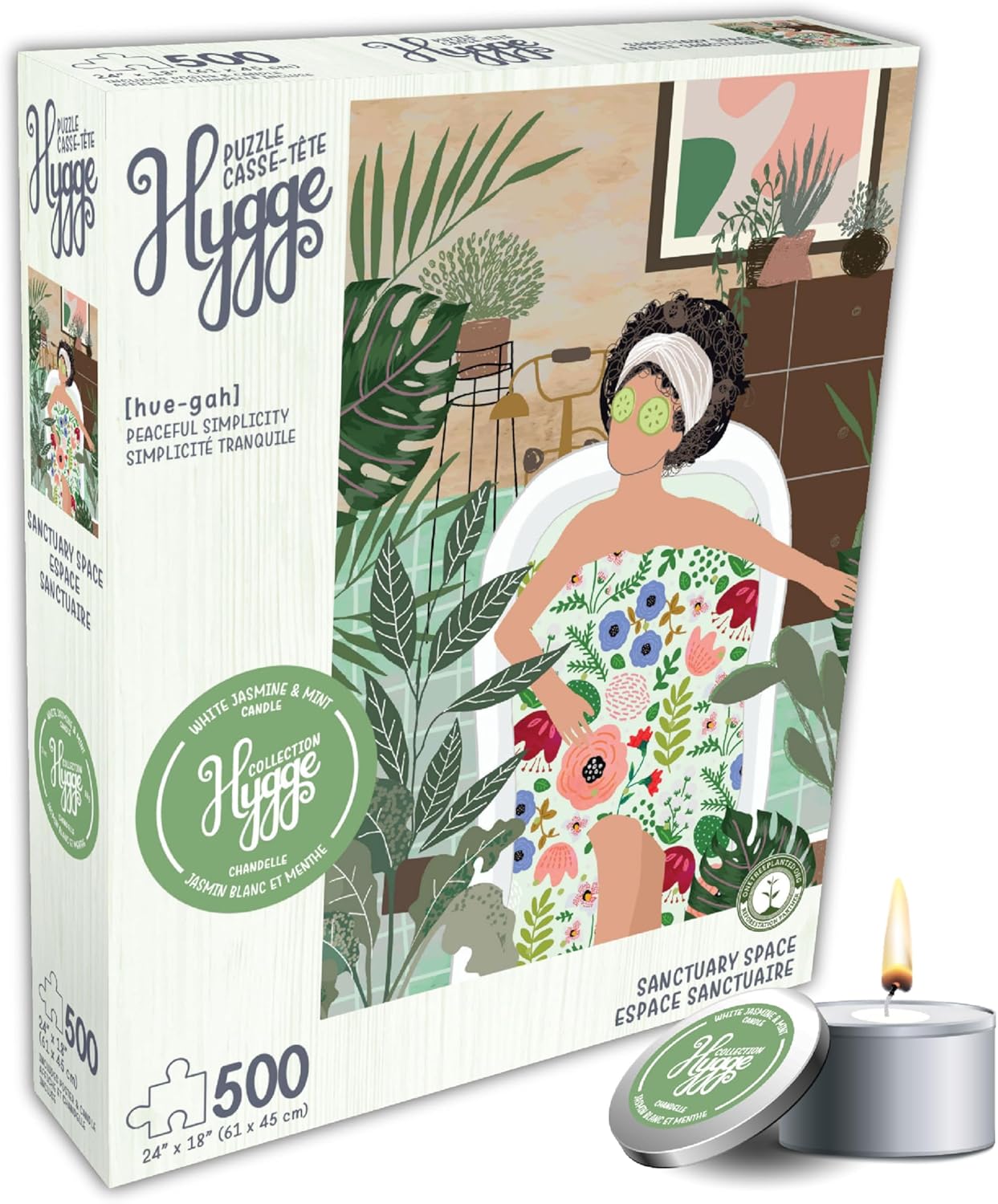 500 Piece Puzzle for Adults Hygge Sanctuary Space Aromatherapy Jigsaw + Scented Candle by Playview Brands
