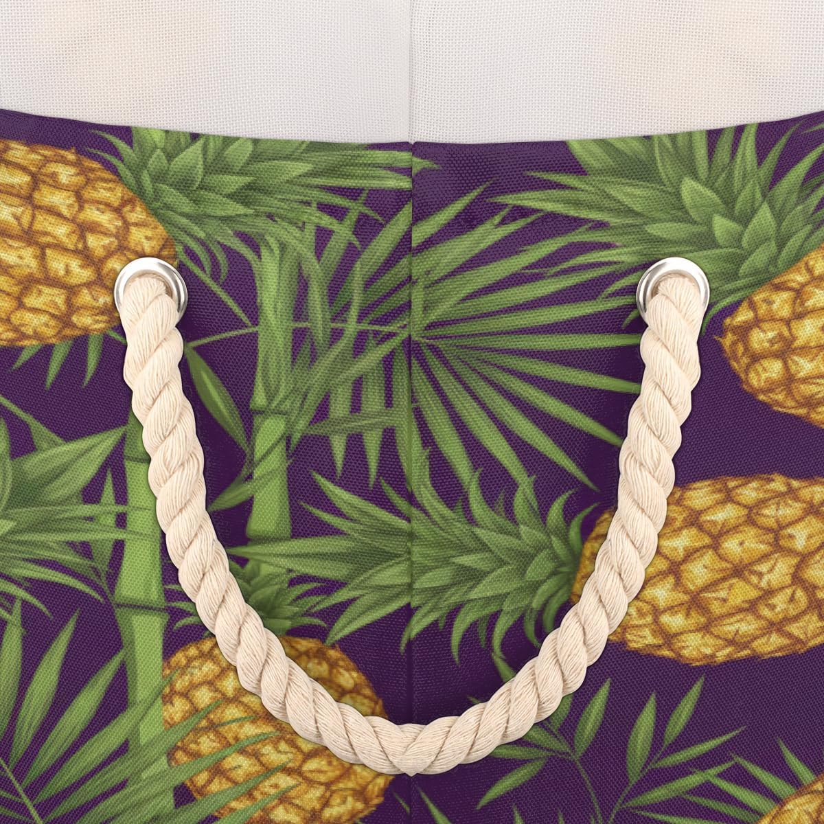 Large Storage Baskets - Pineapple Bamboo Nursery Round Collapsible Organizer Bin Box, Laundry Hamper for Kids Toys, Blanket, Bedroom Living Room Home Decor, Gift Basket, 19.4"x13.3"