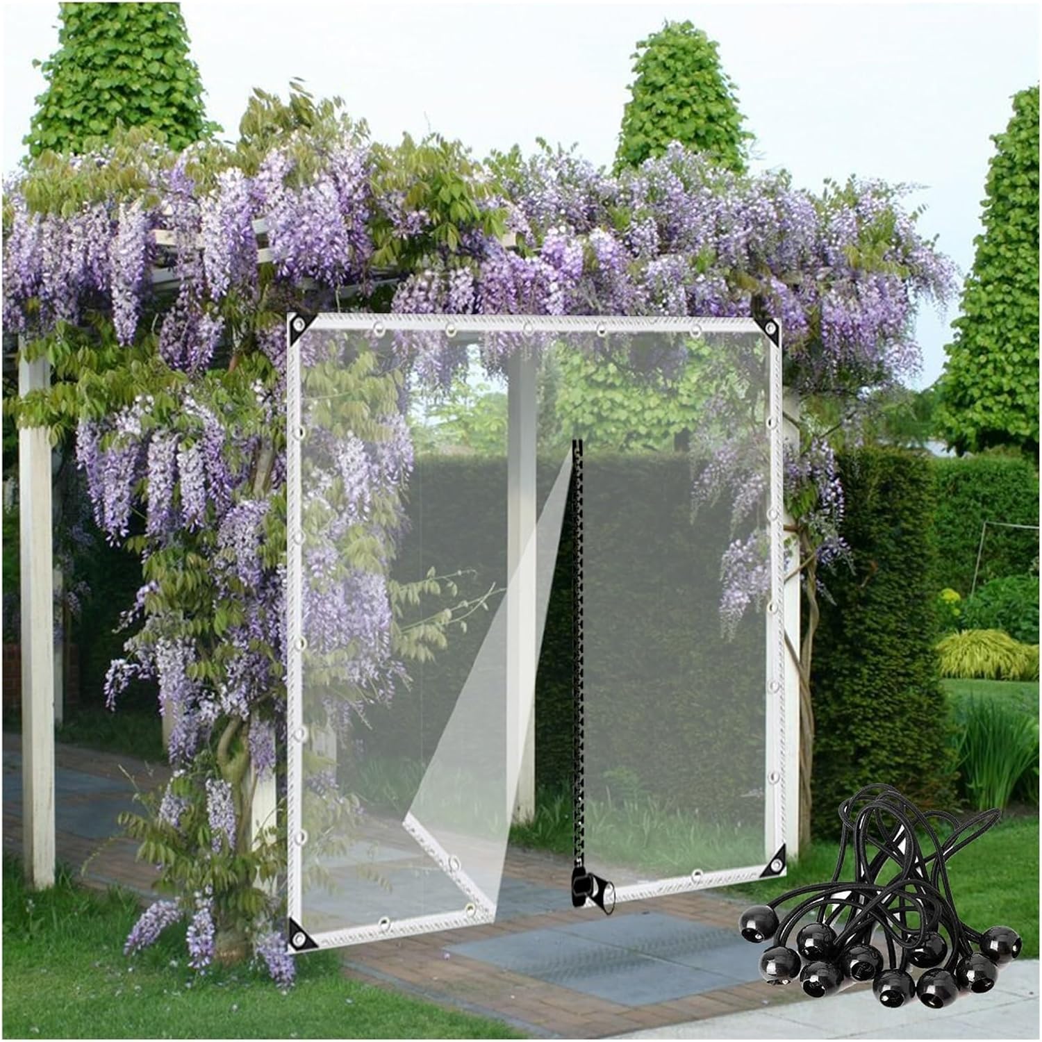 0.35mm Thick Waterproof Plastic Tarpaulin, Dustproof Rainproof Tarpaulin UV Resistant Clear Vinyl Tarp Cover for Roof, Camping, Outdo(1x2m/3.28x6.56ft)