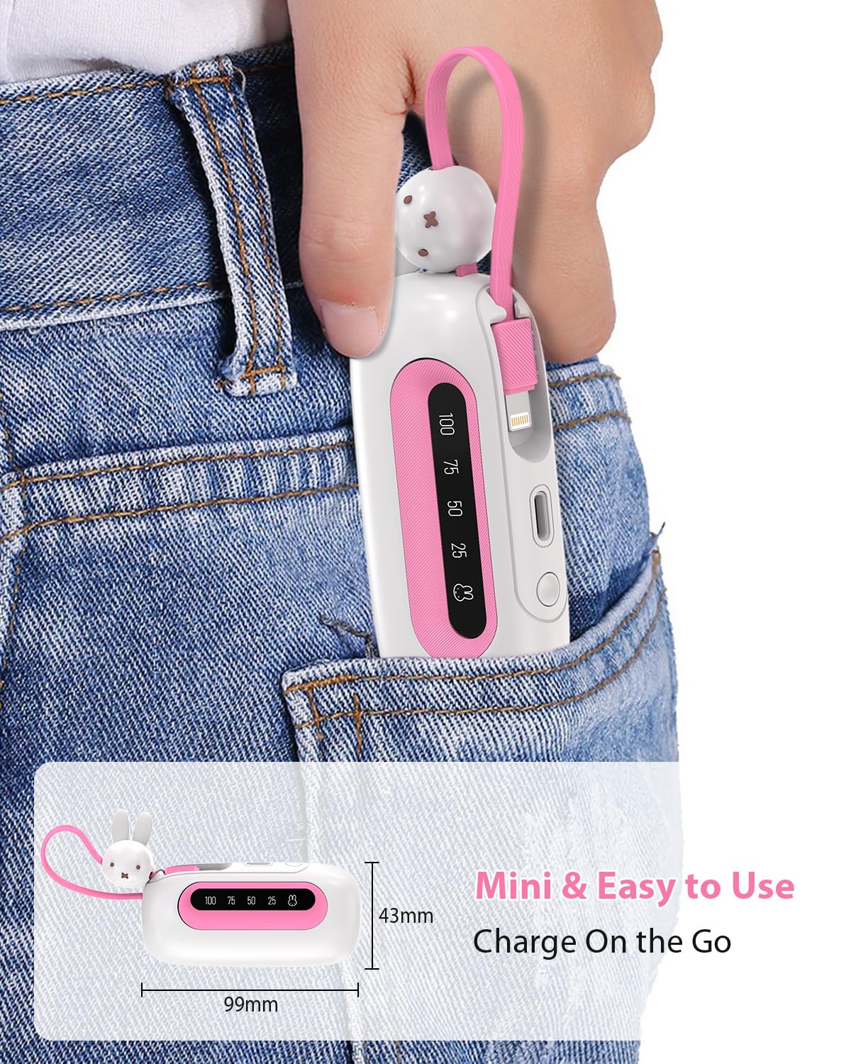 MIPOW Batería externa Miffy de 20 W, color rosa