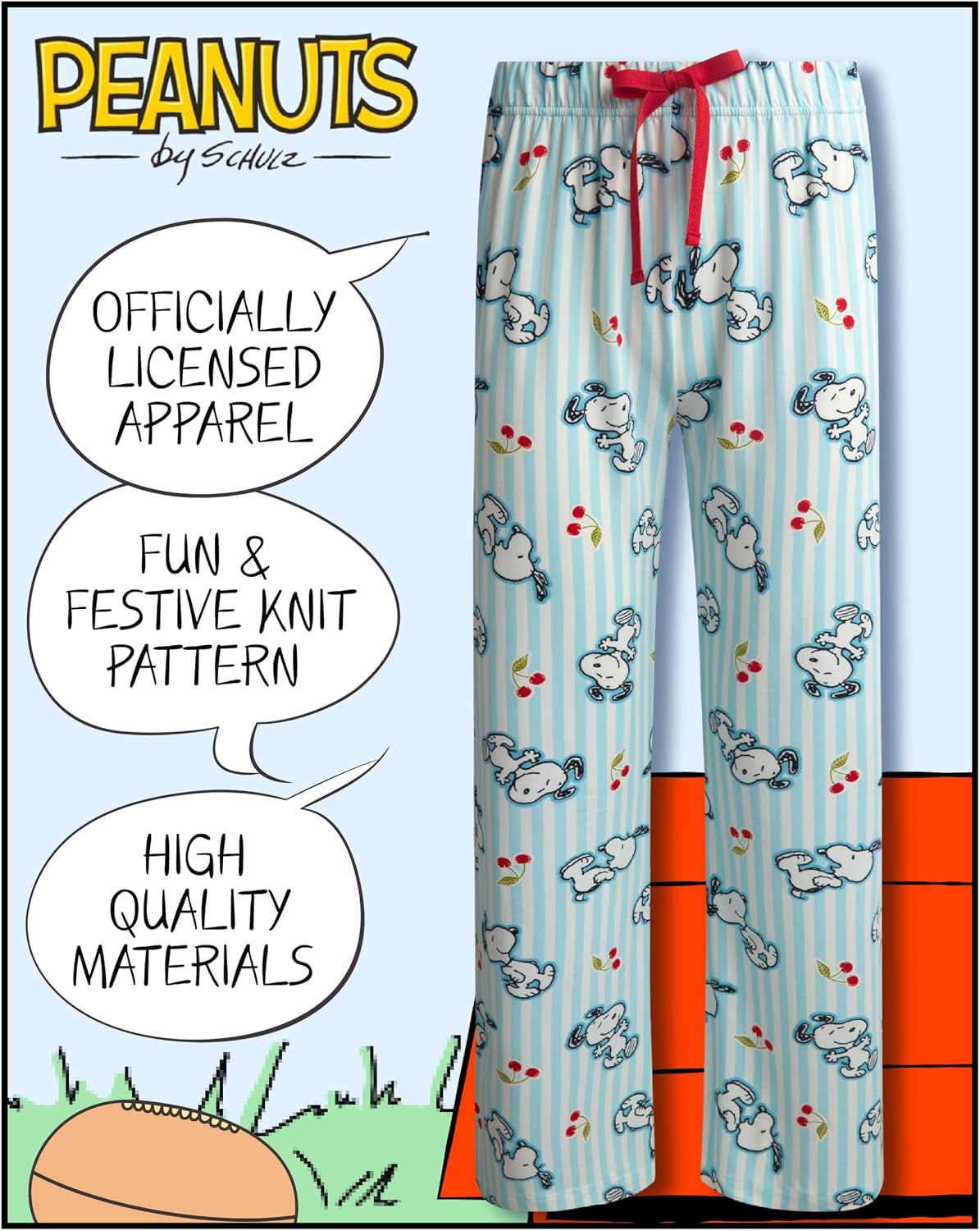 COCO BRANDS Peanuts Snoopy Womens Pajama Pants - Cozy Soft Knit Stretch PJ Pants Sleepwear for Women Comfy Fun Pajamas