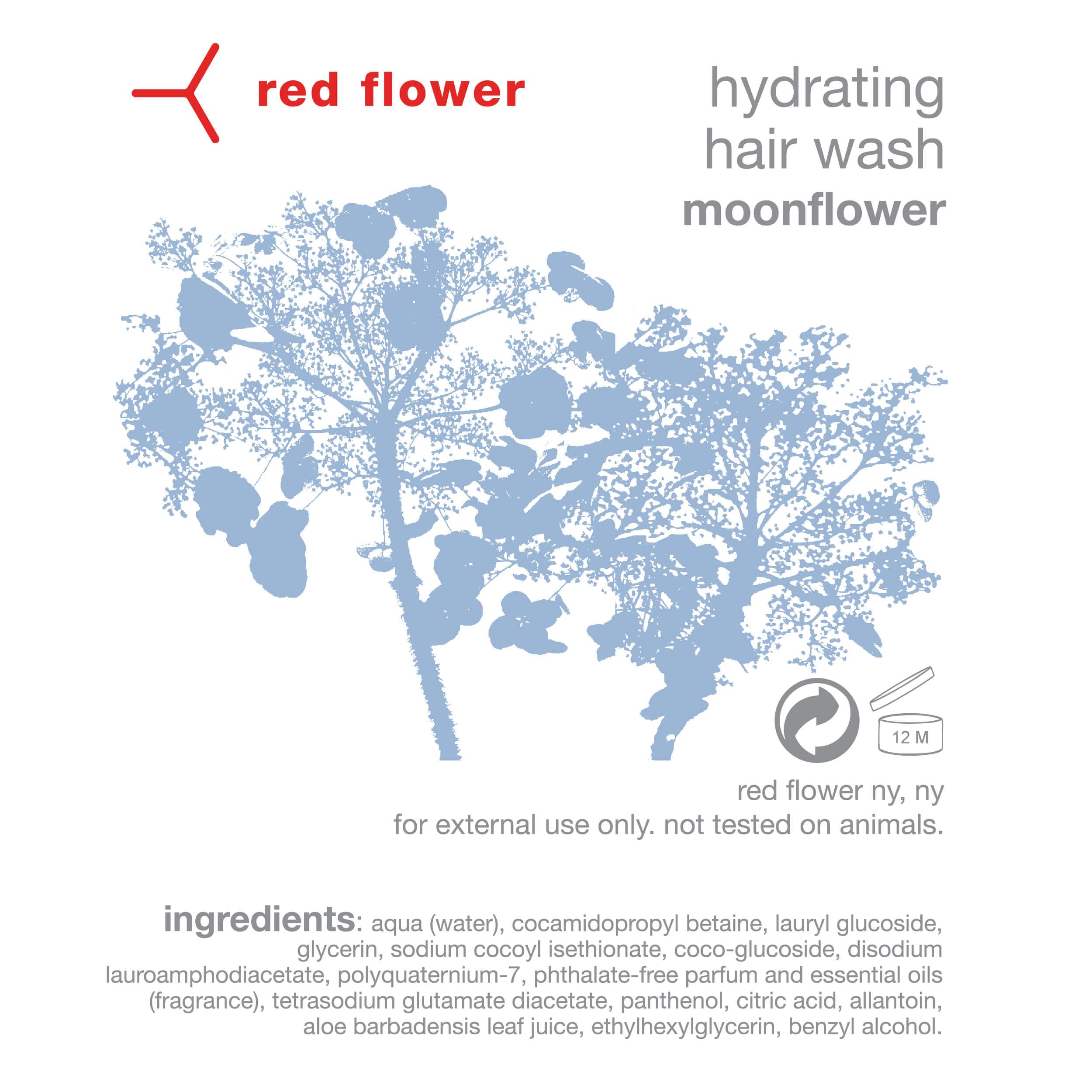 Red Flower Moonflower - Shampoo idratante per capelli, senza solfati, con glicerina di cocco, provitamina B5 e una miscela di oli essenziali aromaterapeutici, per tutti i tipi di capelli (283 g)