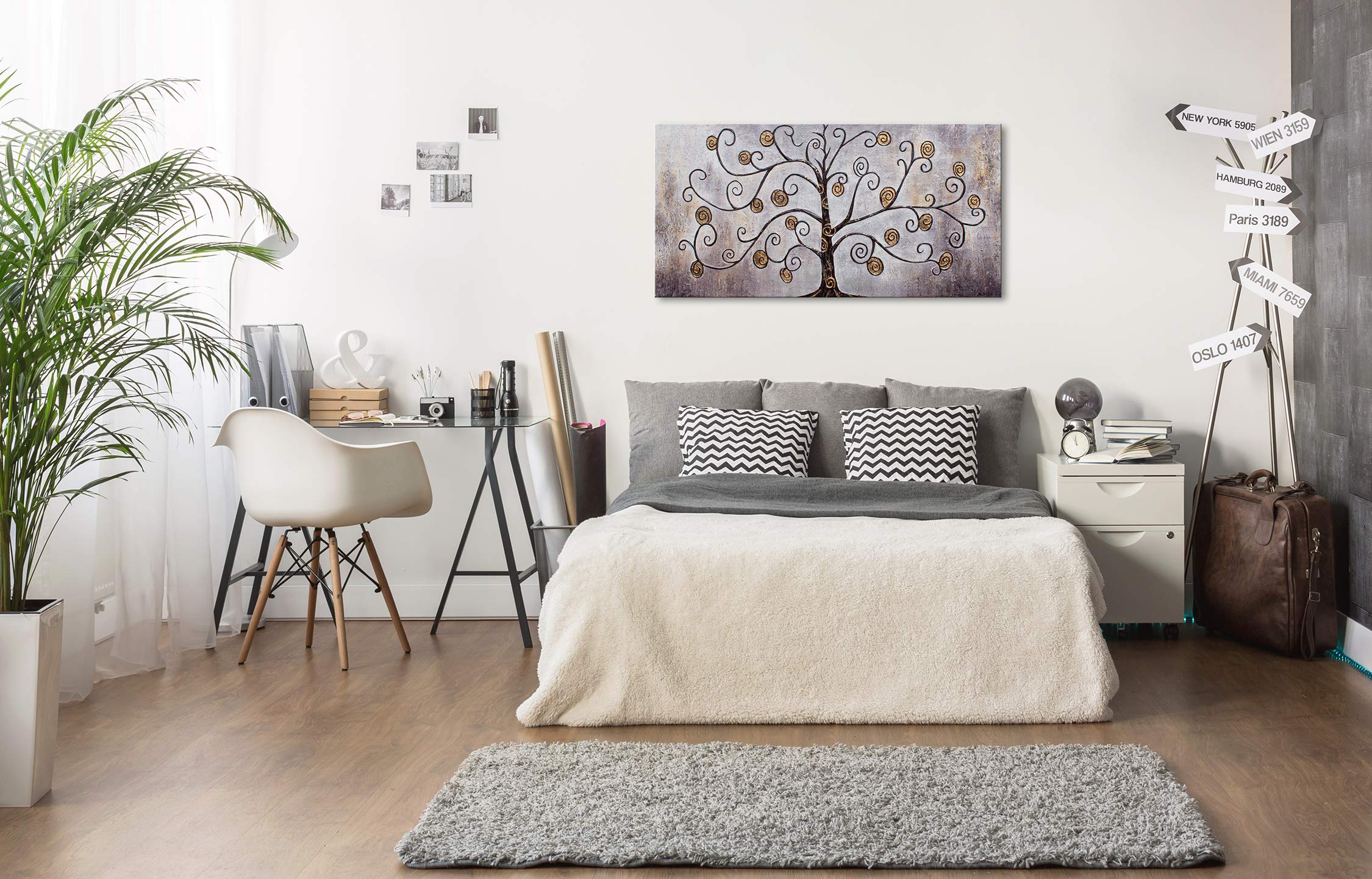 YS-Art Quadro con Cornice Moderna Albero della ricchezza e