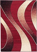 Carpeto Rugs Modern Living Room Rug Large Geometric Short Pile Design - Carpets for Double Room, Bedroom and Dining Room - Living Room Carpets - Red - 200x300cm
