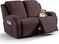 Vista 39 de Vansofy - Fundas elásticas para sofá reclinable, 8 piezas, funda suave de jacquard para sofá reclinable, protector de muebles con parte inferior